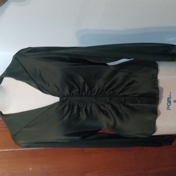 #6 Price Reduced VINTAGE SILK SATIN ForestGreen Hourglass FigureEnhancing Blouse - Picture 1 of 13